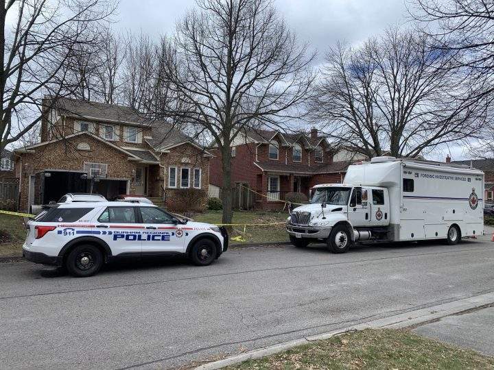 Police at the scene in Ajax.