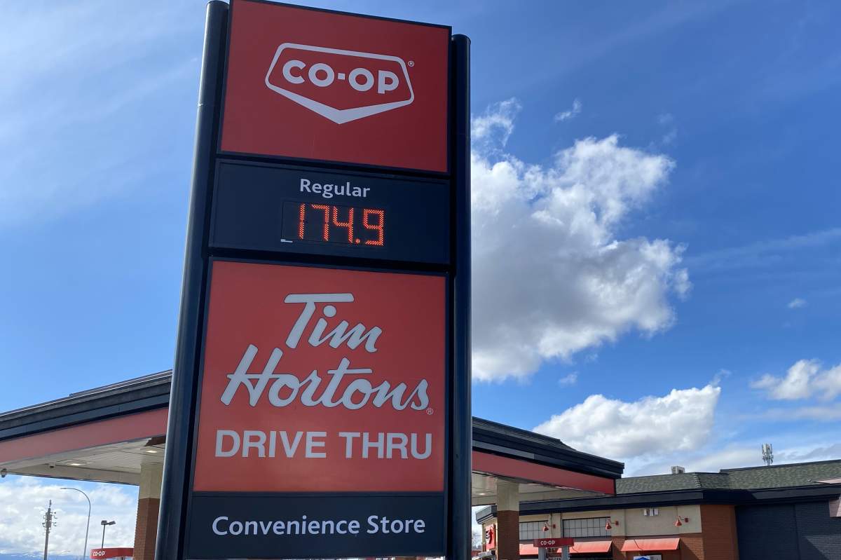 A sign showing the price of gas.