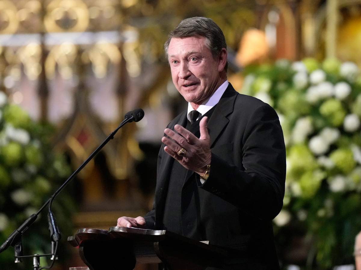 Former NHL player Wayne Gretzky the funeral of former prime minister Brian Mulroney, in Montreal, Saturday, March 23, 2024.