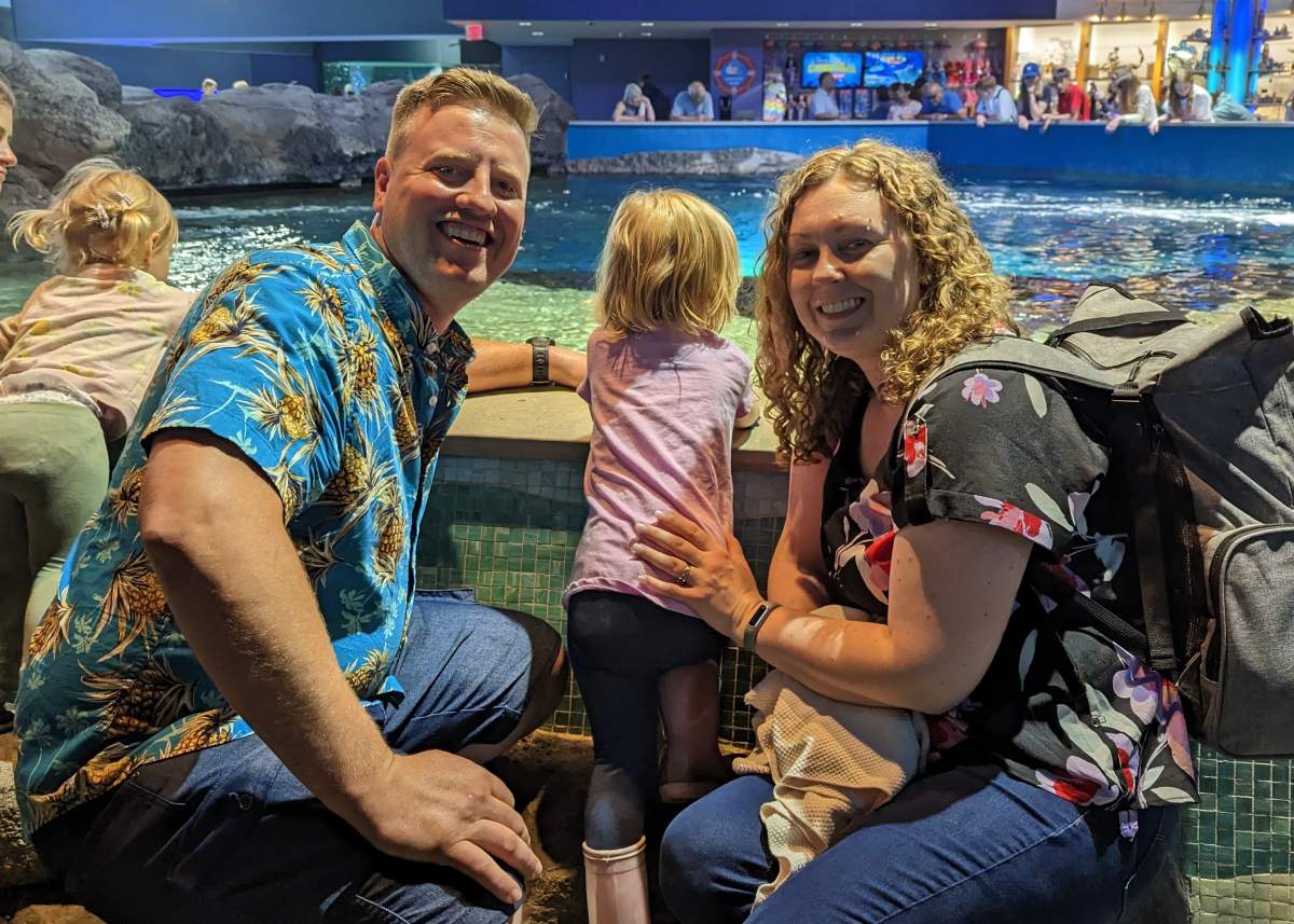 Megan Saunders along with her husband and daughter.