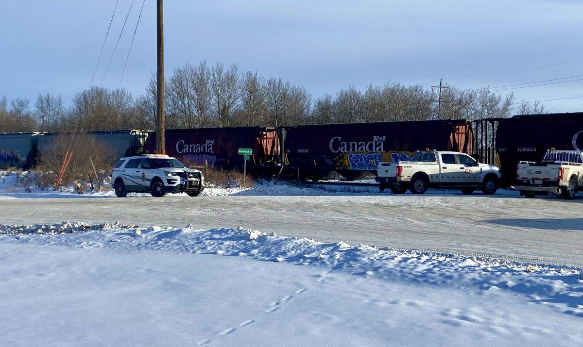 Police in St. Albert, Alta., said emergency crews were called to an incident involving a train at a rail track at Veness Road and Poundmaker Road at about 7 a.m.