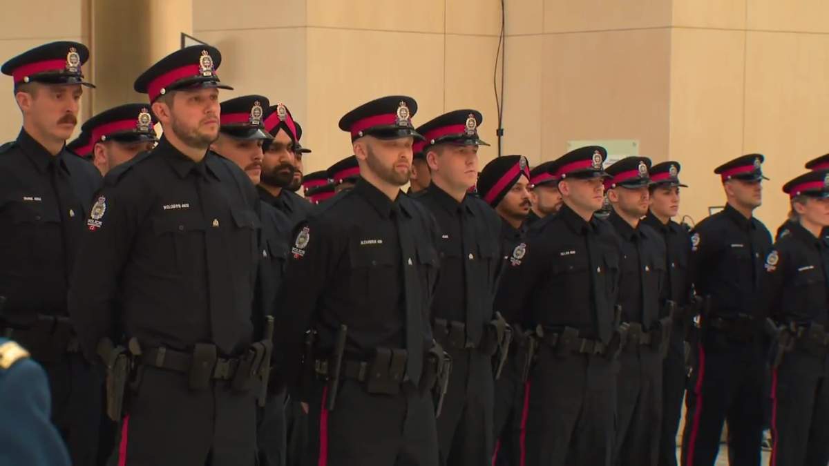 The Edmonton Police Service's recruit training class 158 graduation ceremony at city hall on Friday, March 8, 2024.