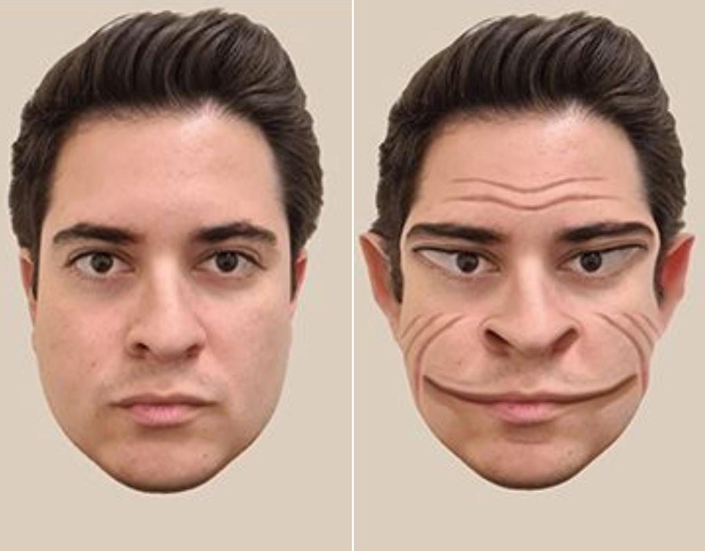 Victor Sharrah said human faces now appear 'demon-like' – stretched out and widened, with pointy ears and deep grooves carved into their skin.