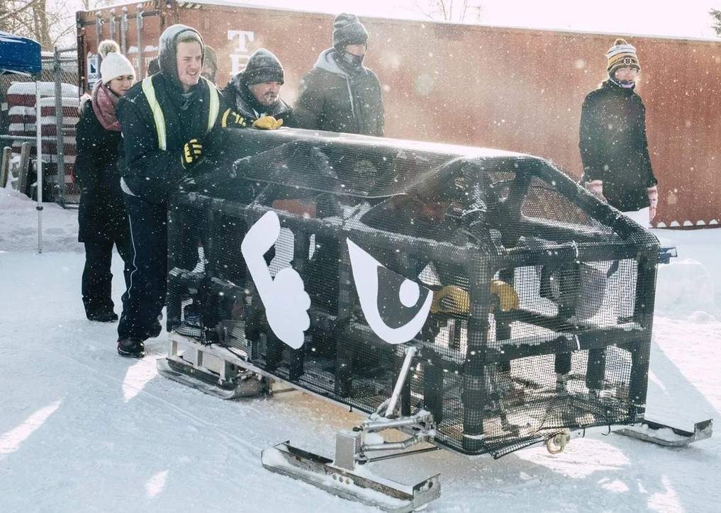 FILE. The Great Northern Concrete Toboggan Race at White Hills Resort near St. John's, N.L. attracted engineers from across the country. Here, a team from Western shows their offering. It was a group of UBC Okanagan engineering students that ultimately took gold.