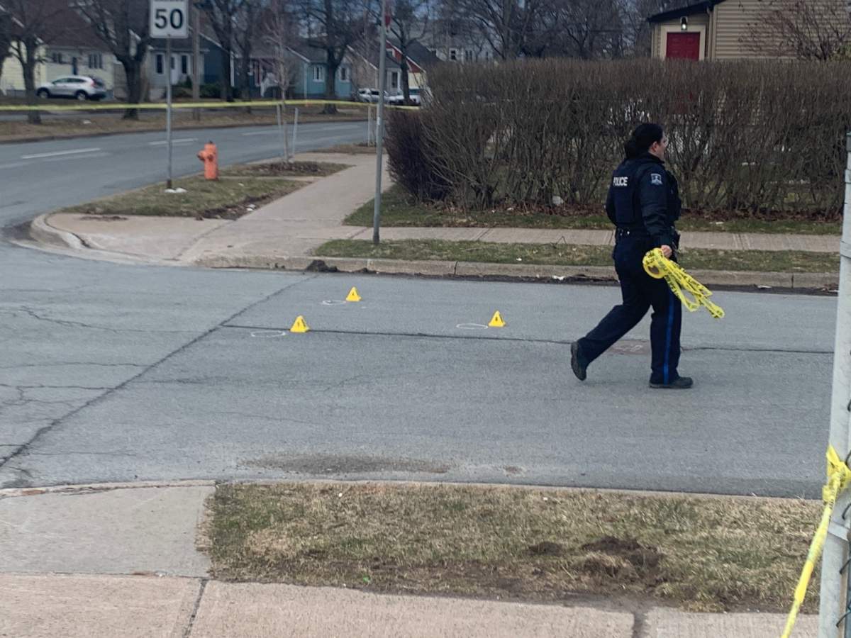 Halifax Regional Police on scene of shooting on Connaught Avenue on March 18, 2024.