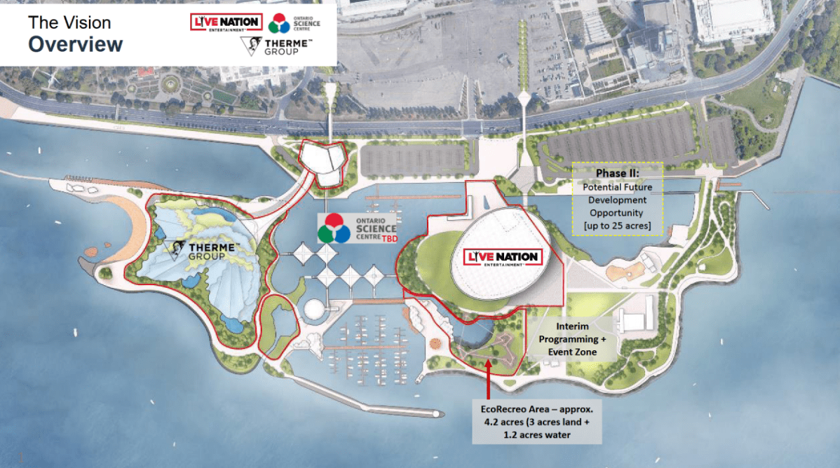 Therme was announced as the partner to build on the west island in 2021.