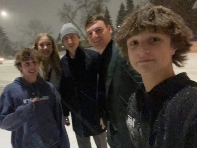 Karson Scholtes, Jesse Watson and the third passenger in the car, with Oilers' Ryan Nugent-Hopkins and Zach Hyman.