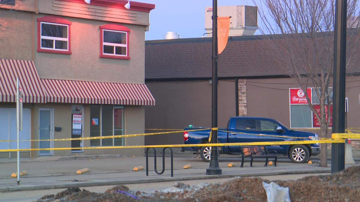 Red Deer RCMP investigate in the Riverlands area of the Alberta city March 18, 2025.