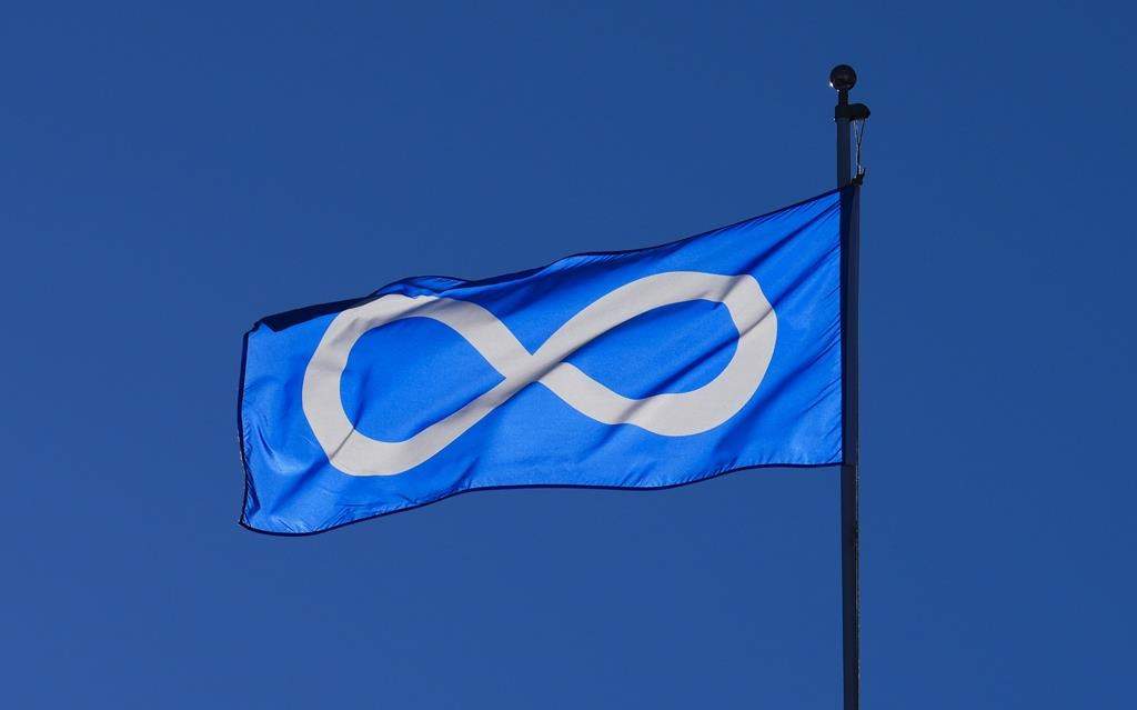 A Metis Nation flag flies in Ottawa on Tuesday, Jan. 31, 2023.