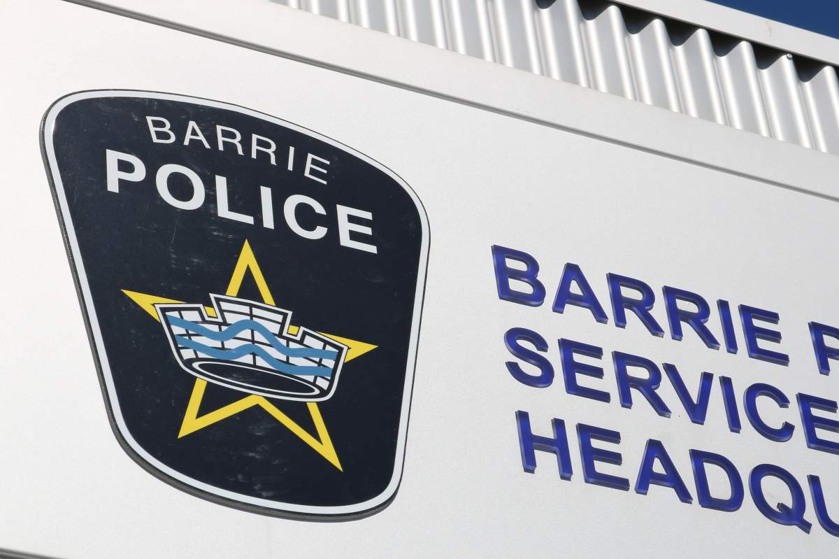 Barrie police logo in Barrie, Ont., April 7, 2024.