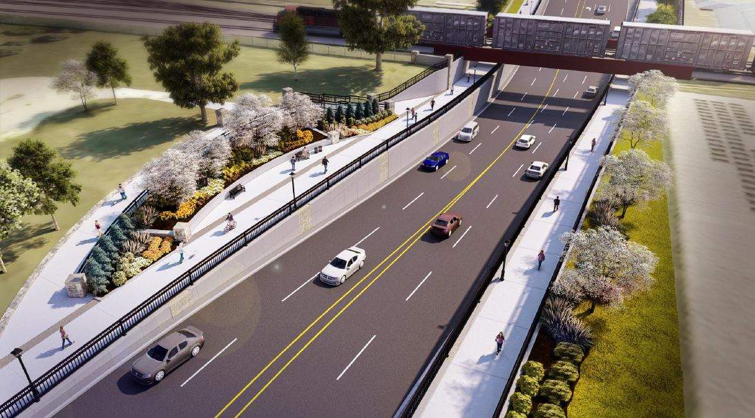 A rendering of the Adelaide Underpass looking south.