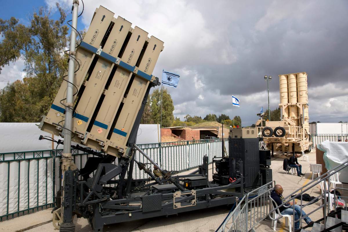 Israeli Air Defense Systems are seen during a ceremony inaugurating a joint U.S.-Israeli missile interceptor at the Hatzor Air Base, Israel, on April 2, 2017. David’s Sling, meant to counter medium-range missiles possessed by Iranian-backed Hezbollah militants in Lebanon, officially became operational at the ceremony, the military said.