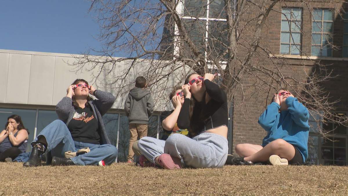 Observers outside the Saskatchewan Science Centre