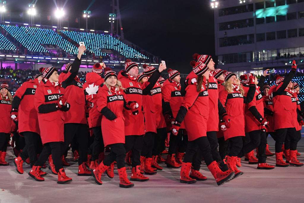 Team Canada walks during the Opening Ceremony of the PyeongChang 2018 Winter Olympic Games at PyeongChang Olympic Stadium on February 9, 2018 in Pyeongchang-gun, South Korea.