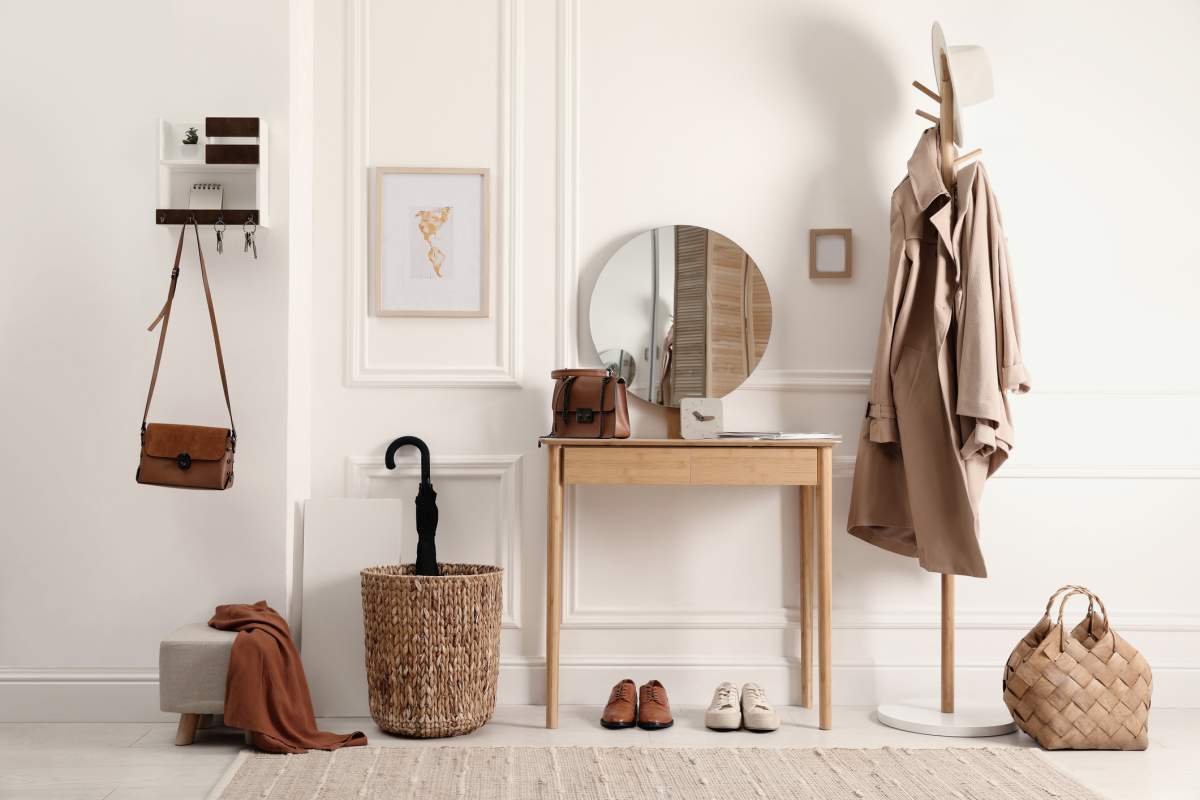 Organized and modern entryway to a house