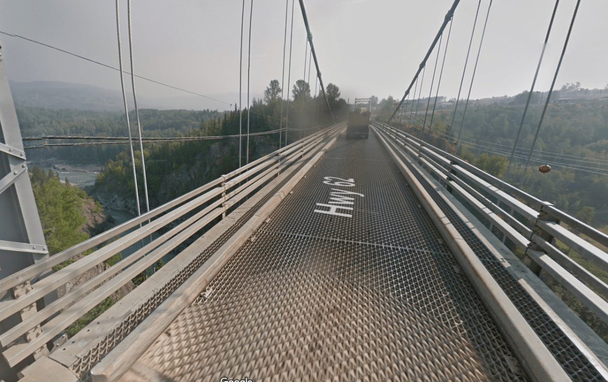 A view of Hagwilget Bridge and its rugged surrounding areas. It’s believed Spencer Edouard Oliver went rock climbing near the bridge.