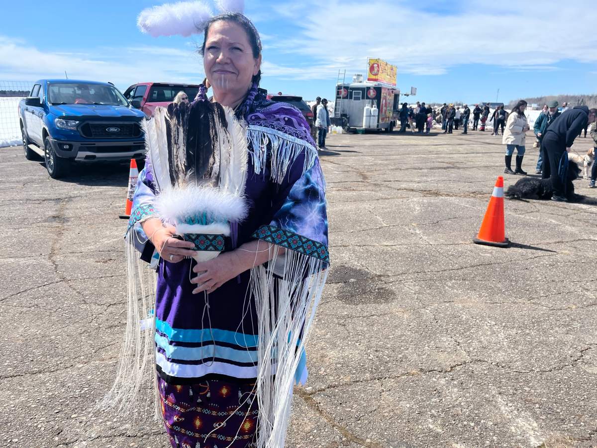Marlena Stemm was part of a drumming group that performed at the eclipse celebration in Miramichi, N.B.