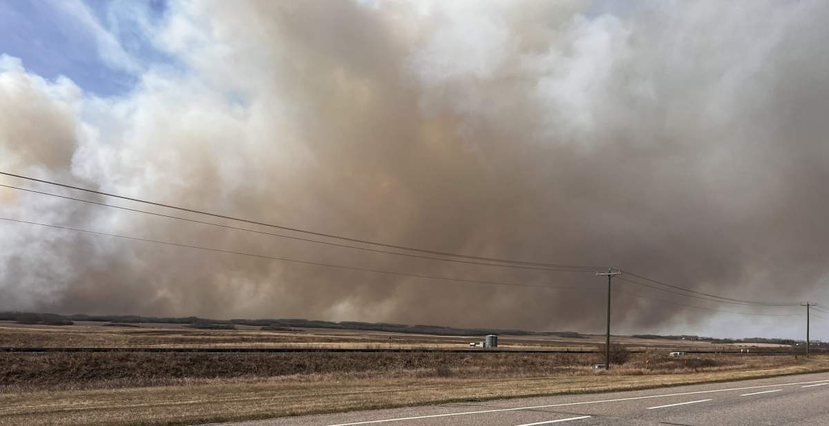 A prescribed burn at Canadian Forces Base Wainwright on Wednesday, April 24, 2024.