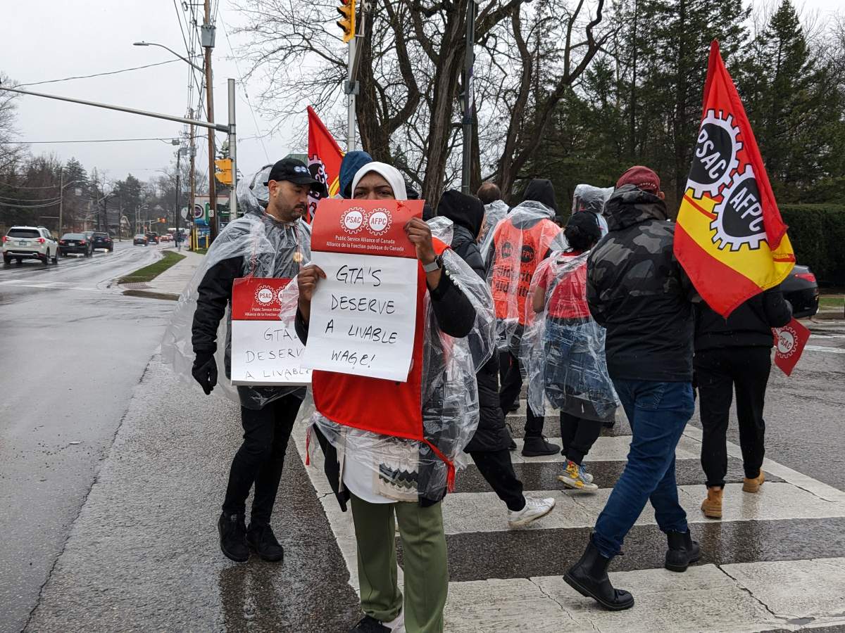 Graduate teaching assistants striking outside Western University