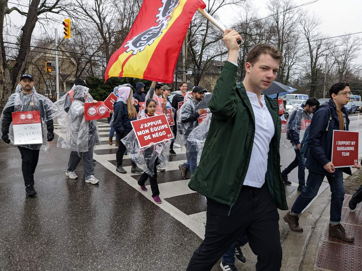 Graduate teaching assistants striking outside Western University
