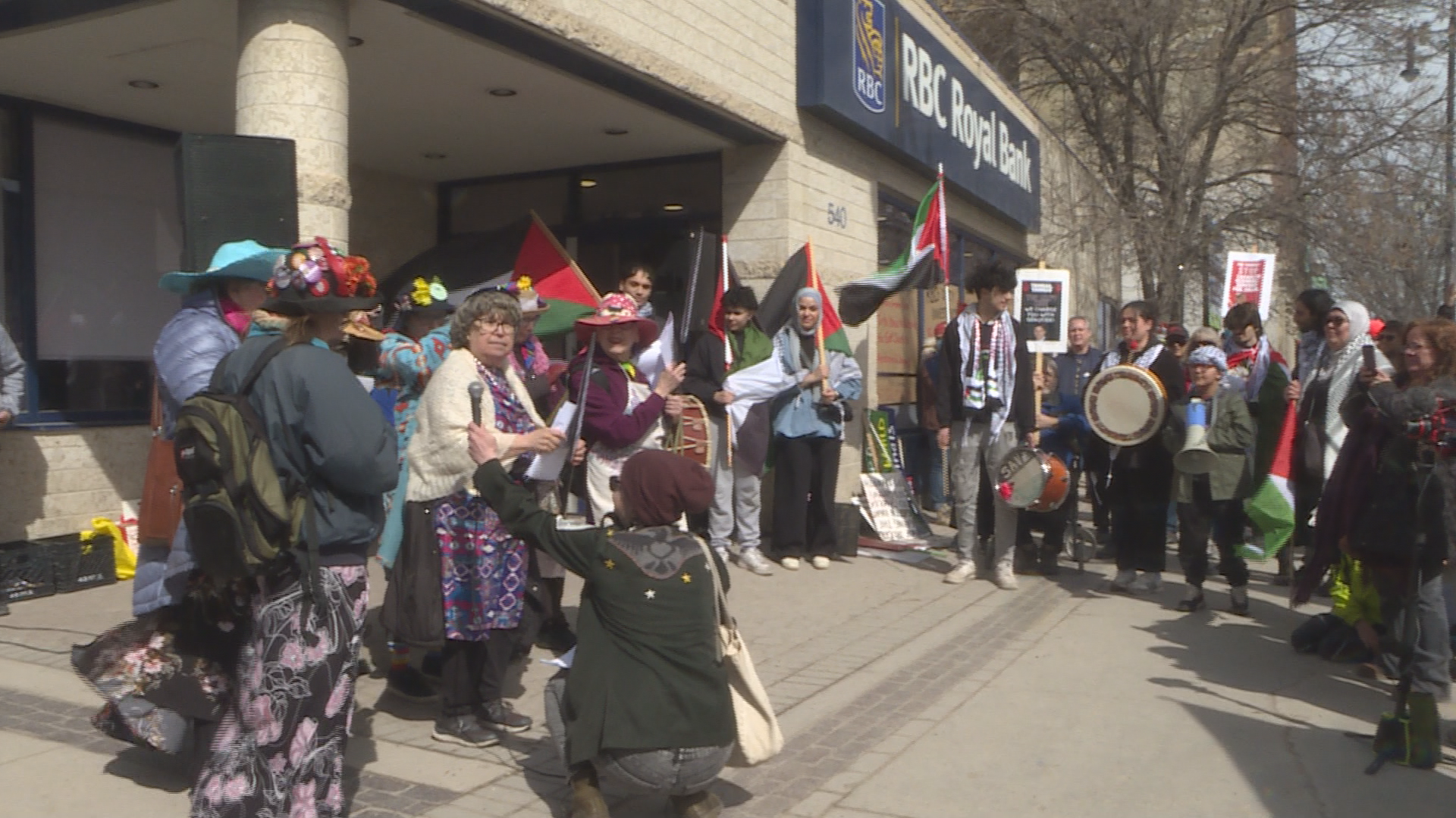 Supporters gather in solidarity of Indigenous land protectors.