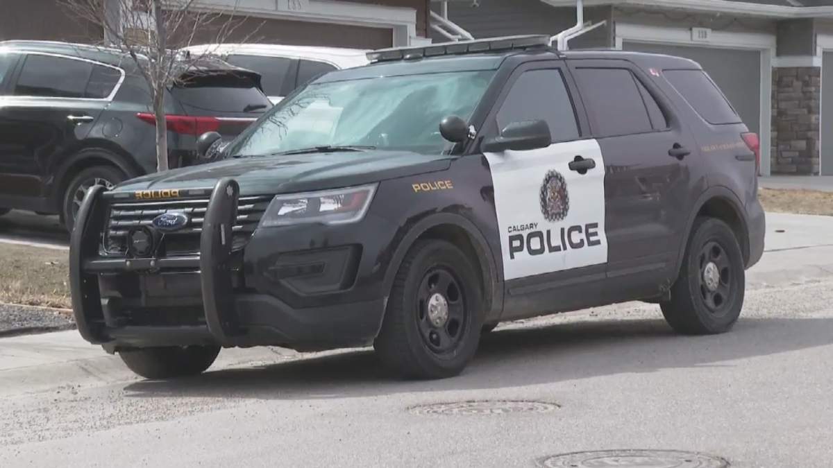 Calgary police investigate a suspicious death in the 100 block of Redstone Common Northeast Sunday, April 21, 2024.