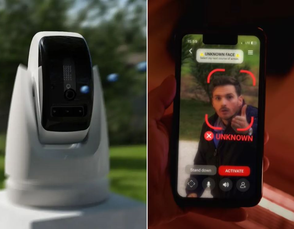 The PaintCam Eve aims to deter unwanted visitors by firing paintballs or tear gas pellets.