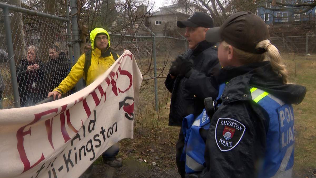 Police were called in Wednesday after residents and supporters blocked access into the camp.