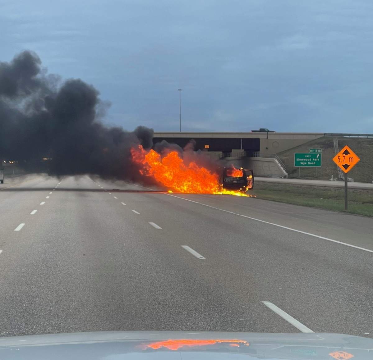 Suspicious vehicle fire on Henday south near Wye Road on May 8, 2024.