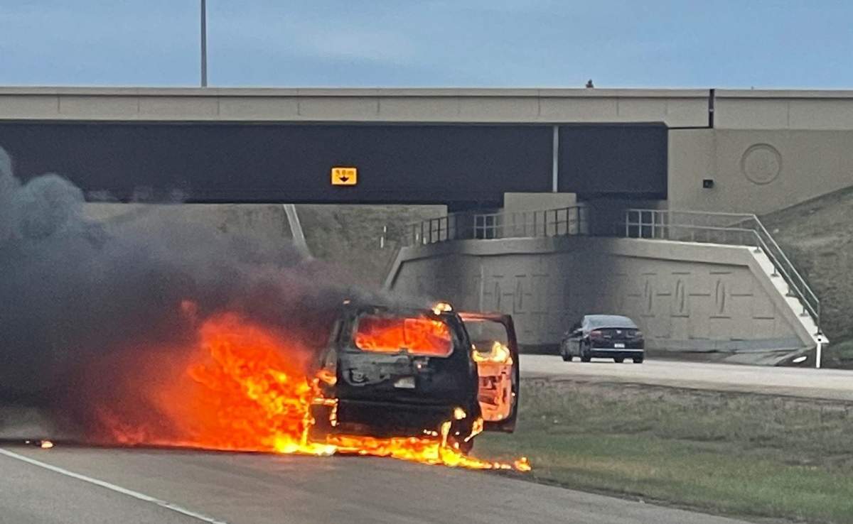 Suspicious vehicle fire on Henday south near Wye Road on May 8, 2024.