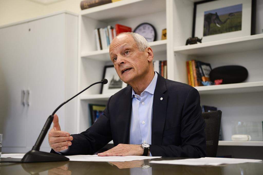 University of Toronto President Meric Gertler speaks to media during an announcement at UofT in Toronto, on Thursday, May 23, 2024.