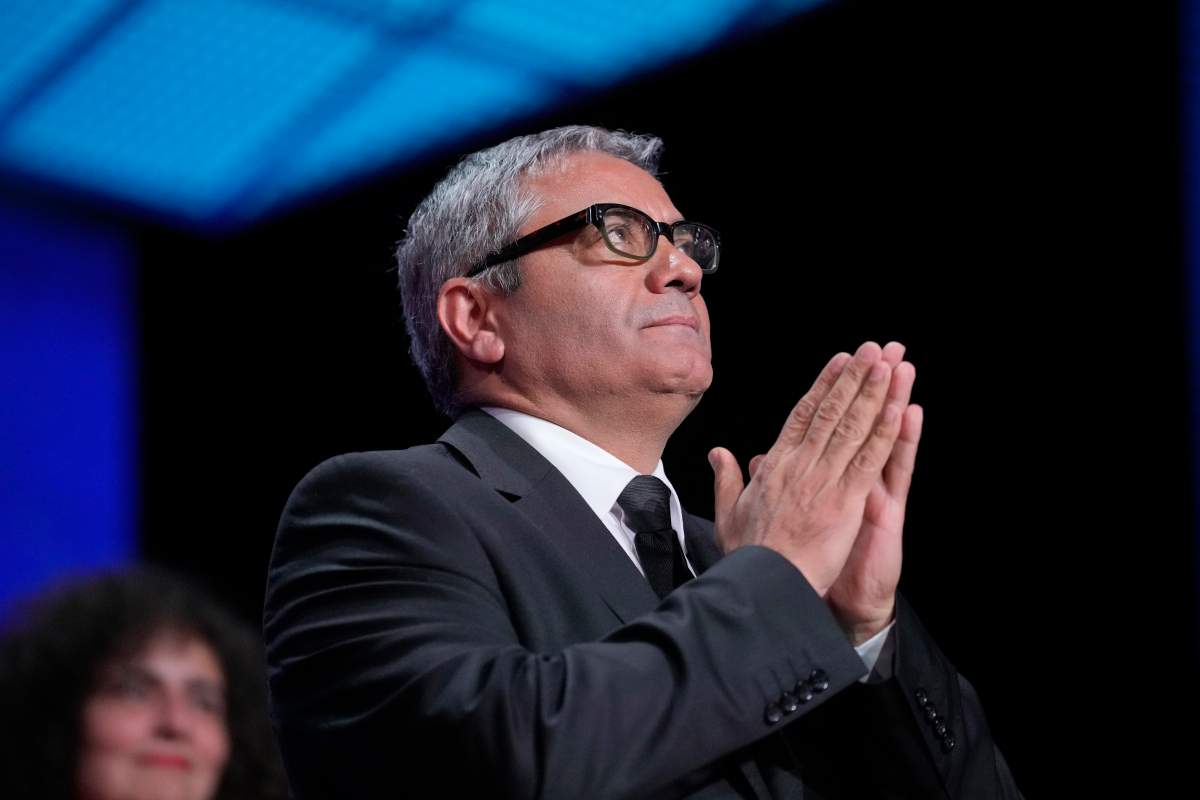 Mohammad Rasoulof accepts the special prize award for the film ‘The Seed of the Sacred Fig’ during the awards ceremony of the 77th international film festival, Cannes, southern France, Saturday, May 25, 2024