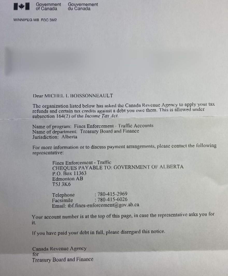 Notice from Gov. of Canada