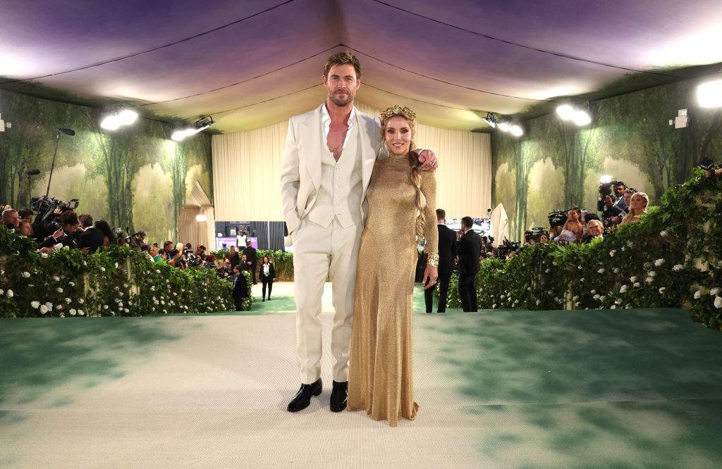 Chris Hemsworth and Elsa Pataky attend The 2024 Met Gala Celebrating "Sleeping Beauties: Reawakening Fashion" at The Metropolitan Museum of Art on May 06, 2024 in New York City.