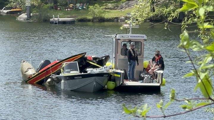 The scene of the collision on Bobs Lake, north of Kingston.