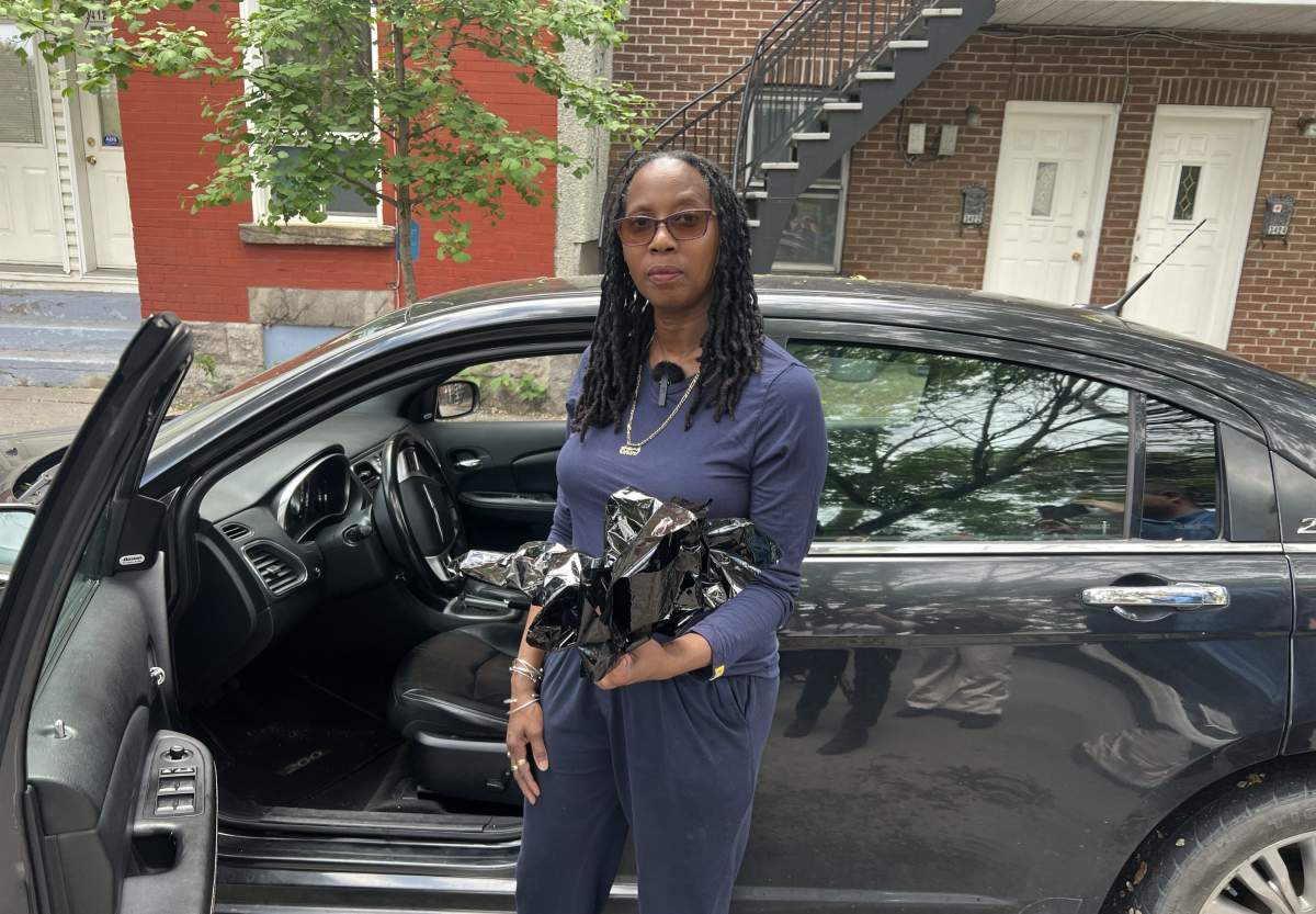 Charlene Hunte, a 62-year-old retired health-care worker who runs a food bank at a Montreal church says she was left feeling ‘shaken and angry’ after police forced her to scratch off her car tints on the side of the road with a coin.