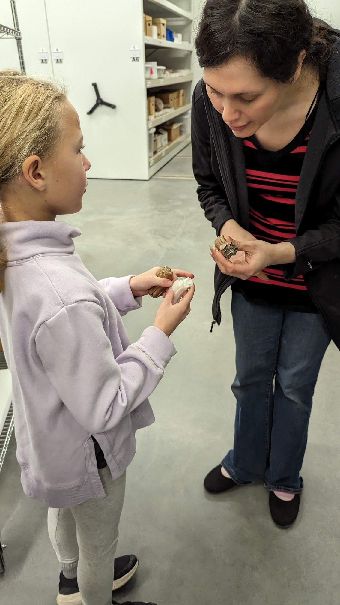 Dr. Christina Barron-Ortiz talks to Julian Caners about his tooth find.