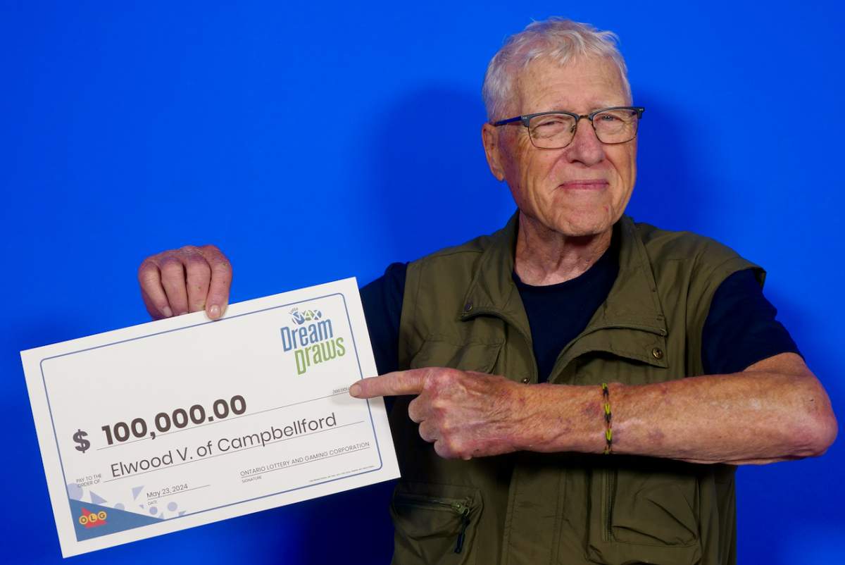 Elwood Varty of Campbellford, Ont., claimed a $100,000 in a Lotto Max Dreams Draw on May 3, 2024.