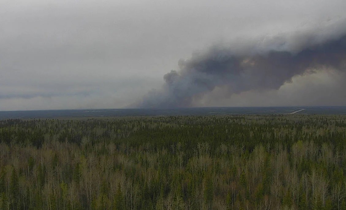 The MWF017 wildfire near Fort McMurray at 7 p.m. on May 14, 2024.