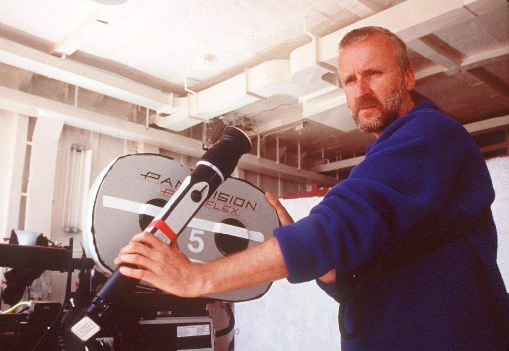 US Director James Cameron stands on the set of the movie "Titanic" which was nominated14 Academy Awards.