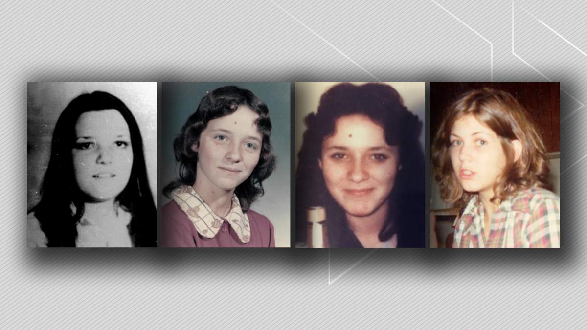 Left to right: Calgary serial killer victims Melissa Rehorek, 20, Patricia "Patsy" McQueen, 14, Eva Dvorak, 14, and Barbara MacLean, 19.