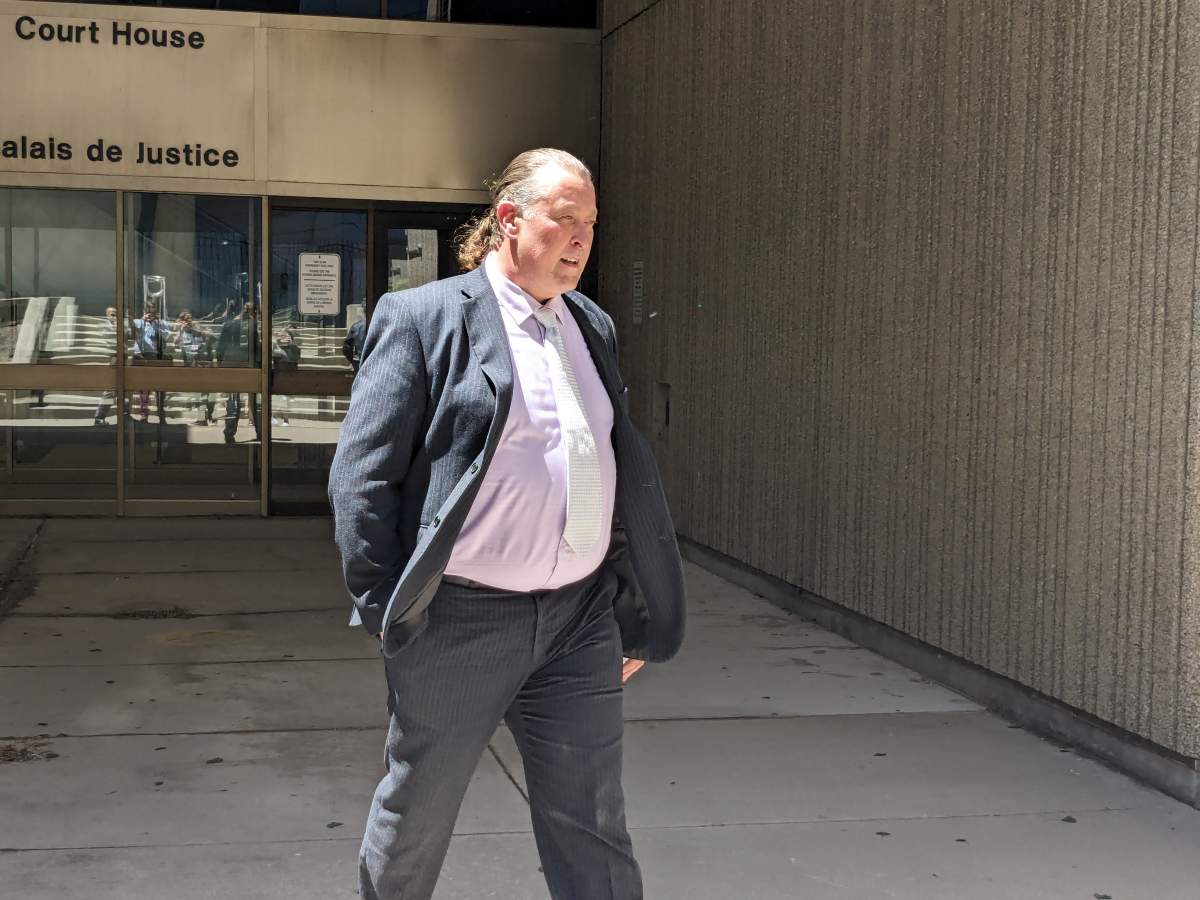 Trevor Birtch, 49, leaving the London Courthouse following closing arguments on May 30, 2024.