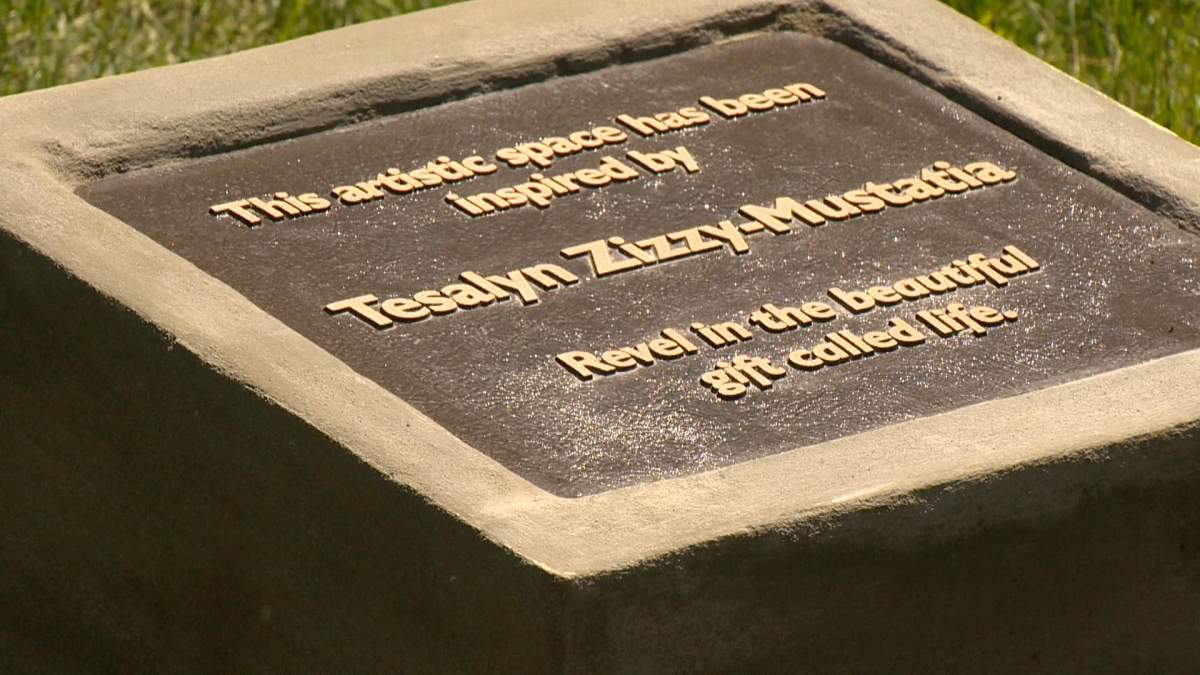 A plaque was unveiled in remembrance of Tesalyn Zizzy-Mustatia.