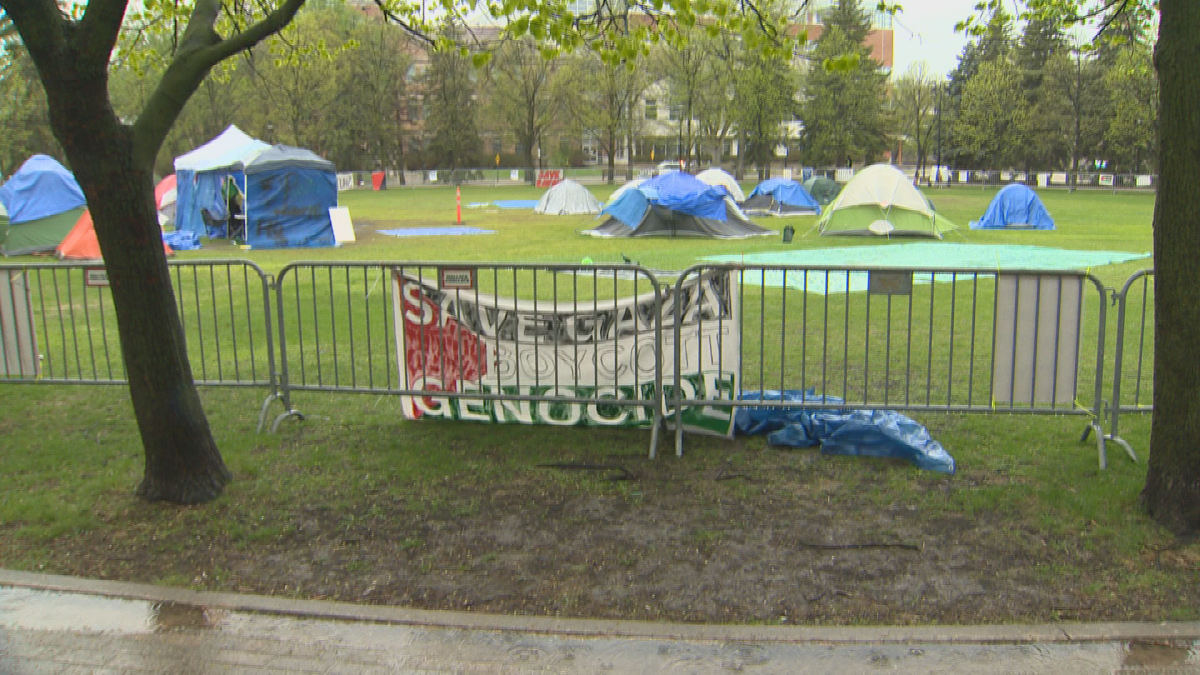 The pro-Palestinian encampment at the University of Manitoba.