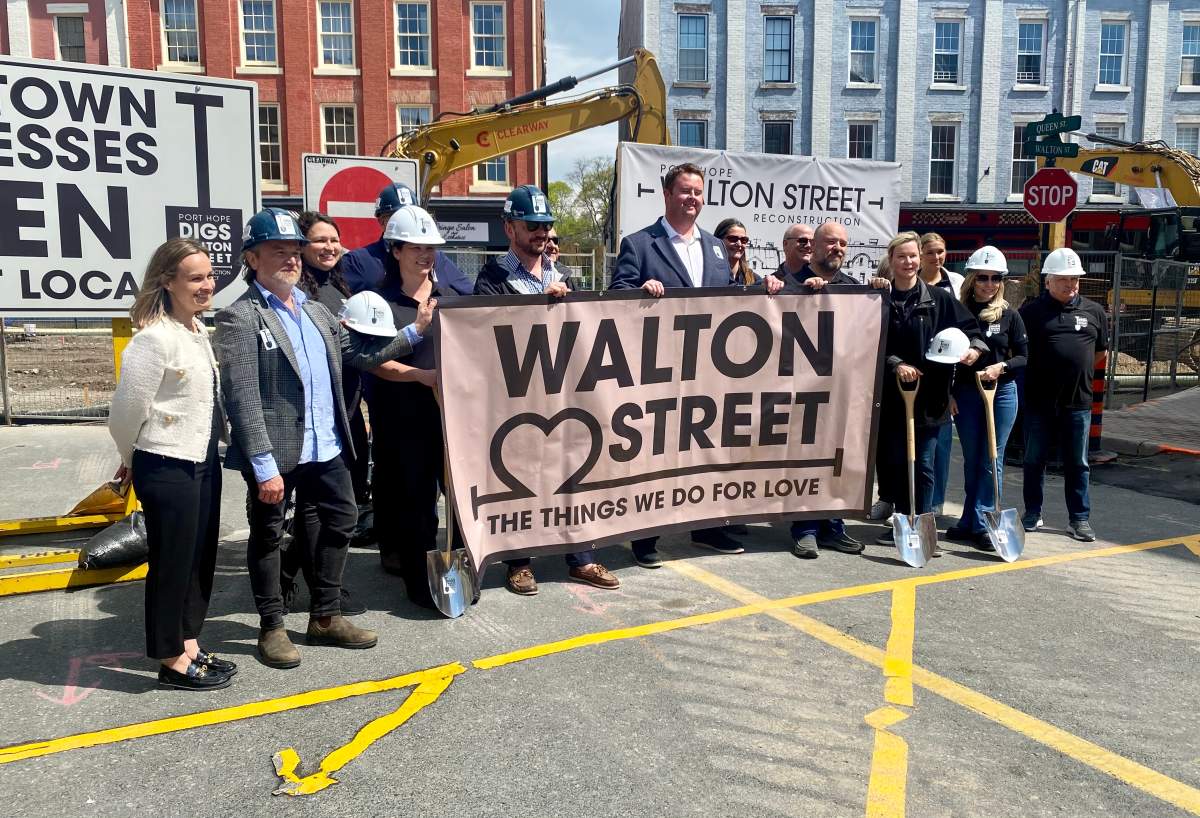 Municipal officials and businesses break ground to kick off the Walton Street reconstruction project in downtown Port Hope, Ont.