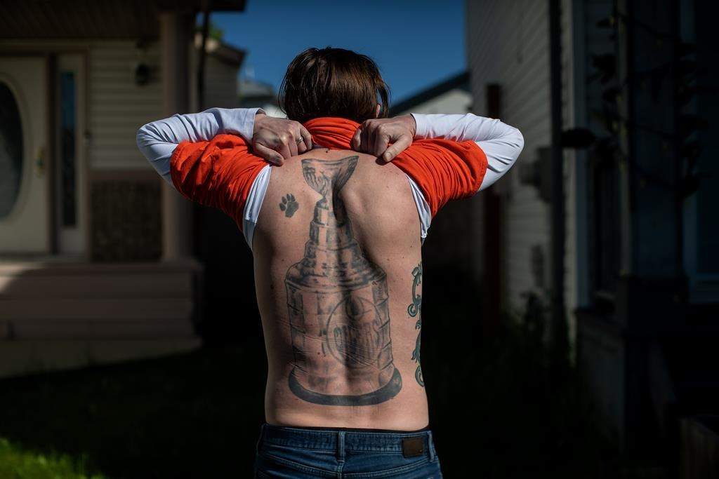 Kevin Genest got the tattoo through a radio contest when the Oilers were in the final in 2006.
