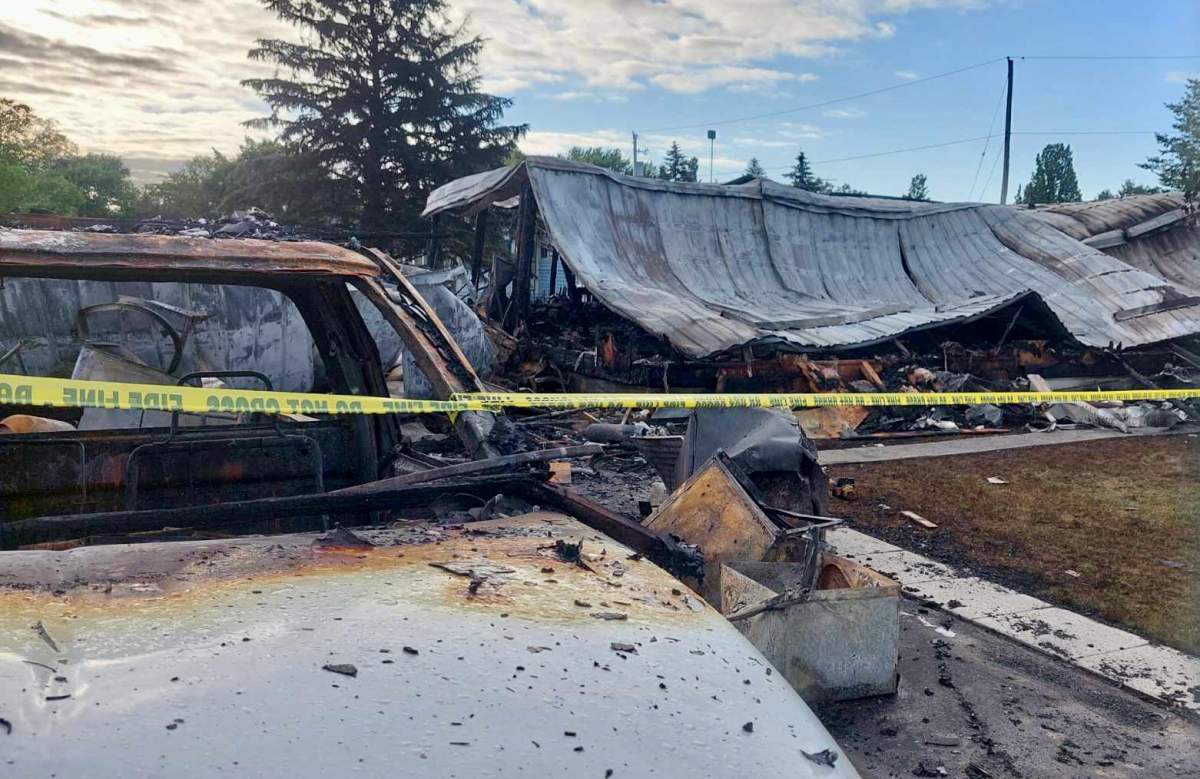 A fire destroyed a home at Joy Vista Estates in Cambray, north of Lindsay, ONt., on June 26, 2024.