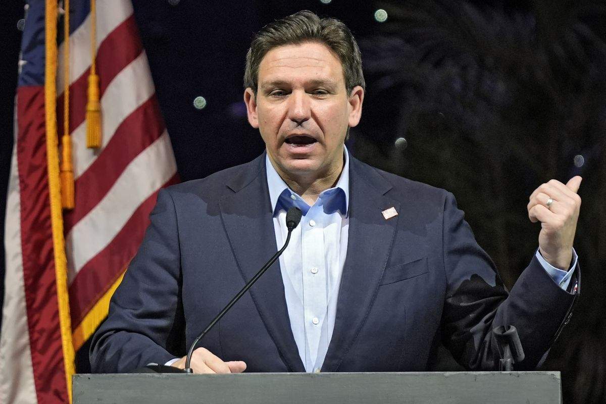 FILE - Florida Gov. Ron DeSantis speaks at the Governor's Day luncheon, Feb. 8, 2024, in Tampa, Fla.