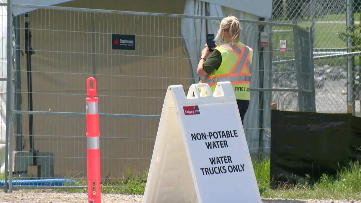 Businesses are collecting non-potable water from the Bow River at West Braker Park in Calgary's northwest.