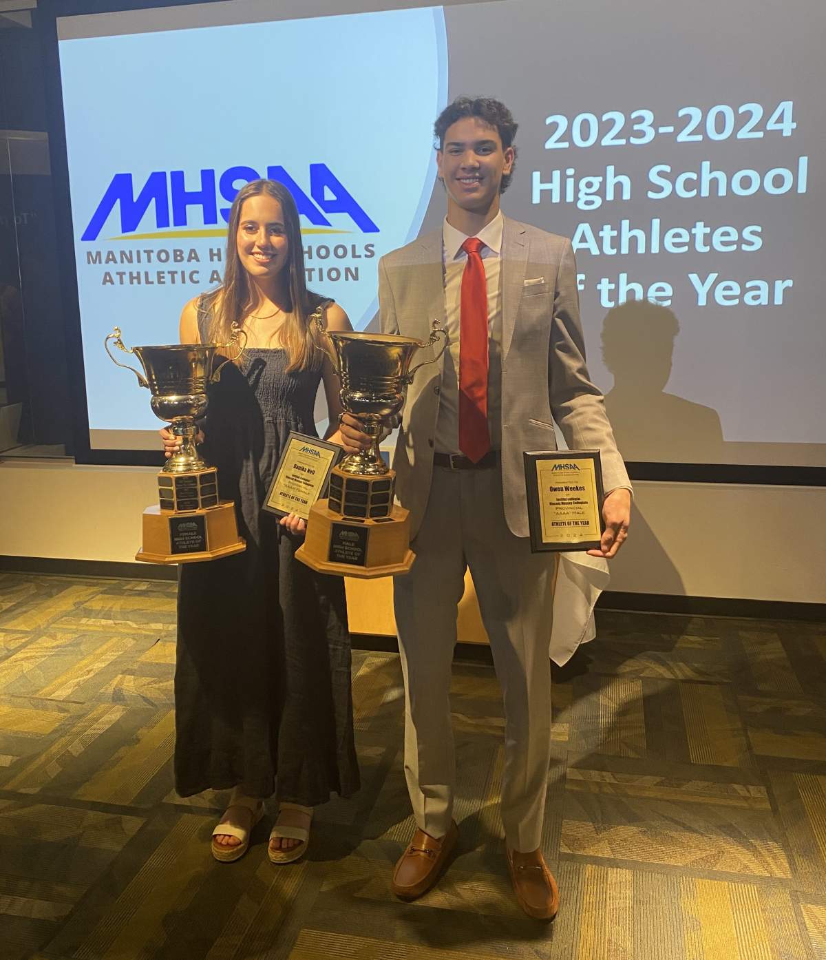 Vincent Massey Collegiate school mates Danika Nell and Owen Weekes named Manitoba High School Athletes of the Year.